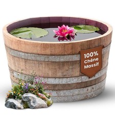 Demi-tonneau en bois de chêne, mini-étang,pot de fleurs, Mini bassin, Moitié 