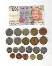 ANTIQUE LOT 21 COIN + 1 BILLET WORLD ITALIA GREECE THAILANDE USA 1960-1998 (24)