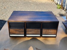 Boîte range-CD vintage imitation bois 3 tiroirs plastique rigide 60 CD