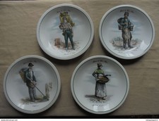 4 assiettes Métiers du vieux Paris Compagnie Nationale de Porcelaine Berry