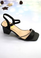 chaussure nu-pieds gros talon noir bride à strass bout carré Taille 38 Soirée 