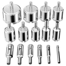 15 Pièces Foret Diamant - Scie Cloche Diamantée 6-50mm pour Carrelage Verre M...