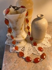 Collier ancien perles en chute pierre naturelle agate cornaline cristal  49 cm