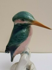 Porcelaine, SAXE, oiseau, Martin pêcheur, signé
