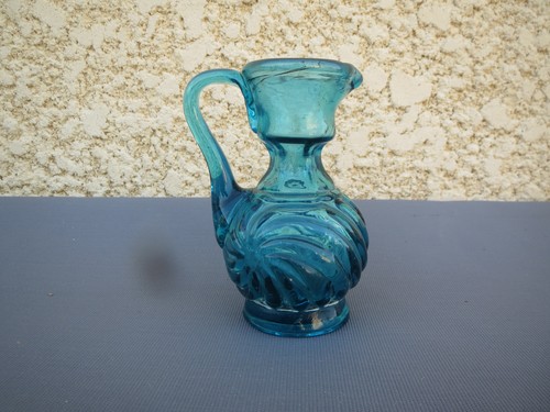 Ancien flacon bleu verre - bleu,
