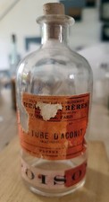 Ancien Flacon - Pharmacie - Aconit - Apothicaire - Verre - Bouchon - Etiquette -