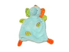 Doudou plat Elephant bleu vert