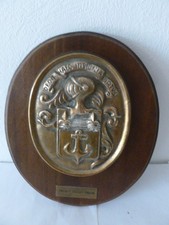 TAPE BOUCHE MARINE FREGATE DUGAY TROUIN médaillon BRONZE sur socle bois