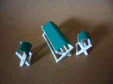 lit Pliant Vert + 2 chaises pliantes Vintage   Playmobil opération Ngorongoro