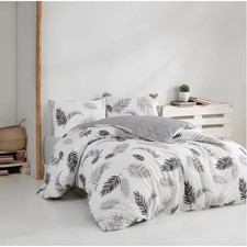 Parure de lit - 1 housse de couette 220x240cm + 2 taies d'oreiller 60x60cm Gris