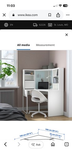 Ikea micke corner - corner, white
