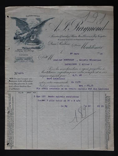 Facture 1914 vallier - 1914,
