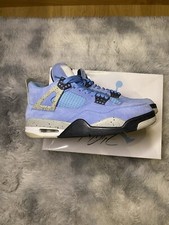 Air Jordan 4 Retro University Blue Baskets pour Homme - Bleu Carolina/Gris...