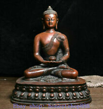 10" Old Tibet Tibetan Red Bronze Shakyamuni Amitabha Buddha Statue Sculpture