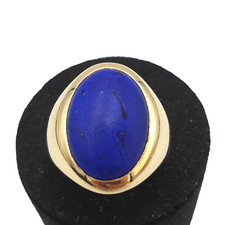Bague Chevalière Homme Avec Lapislazuli En Or Massif 18K Vintage Années '70