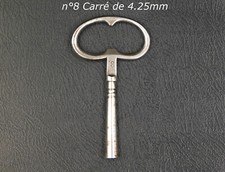 Ancienne Clé de Pendule Clef d'Horloge, oeil de boeuf, n°8 Carré de 4.25mm