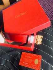 CARTIER CEINTURE CUIR BORDEAUX 95 CM LARGEUR 3 CM BON 2TAT AVEC BOÎTE