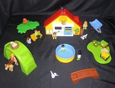 Lot Playmobil 1,2,3 ans : maison, décors, personnages, animaux, accessoires,...