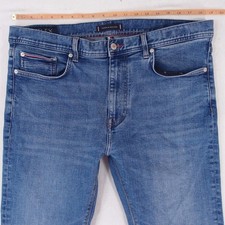 Hommes Tommy Hilfiger BLEECKER Ajusté Straight Élasthanne Bleu Jeans W38 L32