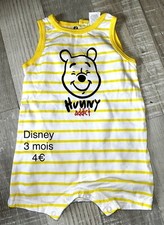 Disney 3 MOIS FILLE  Garçon : Barboteuse Été Winnie L’ourson TBE