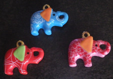 Lot de 3 fèves pendentif éléphant
