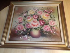 Tableau décoration florale signé WILLIAM 76 x 66 cm