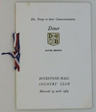 MENU DAVID BROWN Dîner 1964 repas prospectus tracteur tractor traktor prospekt