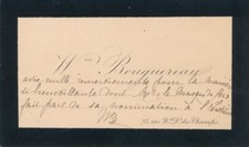 William BOUGUEREAU carte visite autographe signée masque de fer ? peinture