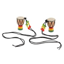 2x Bois Djembé Pendentif Percussion Décoration Enfants Collier Pièces