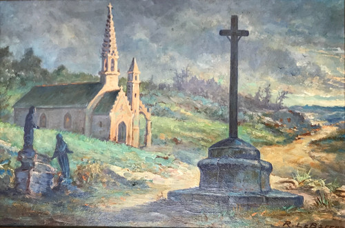 Peinture chapelle signé - chapelle, le