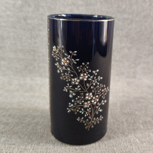 Beau vase tube bleu emaillee - bleu,
