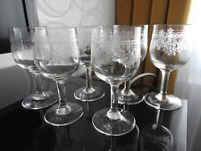6 anciens verres à pied en cristal de MEISENTHAL modèle PASTEUR  gravure EMPIRE