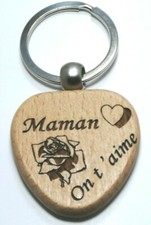  porte clefs coeur bois