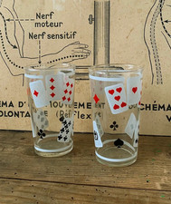 2 VERRES CARTE À JOUER VINTAGE