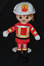 Peluche doudou pompier Playmobil PLAY BY PLAY rouge blanc 32 cm NEUF