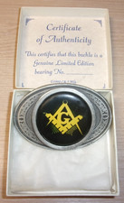 Boucle de ceinture + boite " franc-maçonnerie "- loge - symbole - maçon - 1997