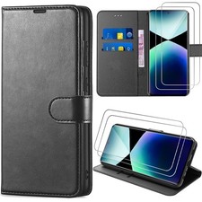 Coque + 2 Verres Trempés pour Redmi Note 14 13 12 Redmi 14C 13C A3 Synthécuir