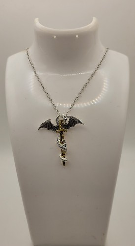 Collier epee dore - dore, dragon