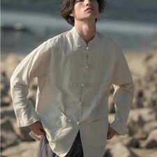 Chinois Tang Costume Homme Chemise Rétro Kung Fu Tai Chi Veste Hanfu Haut