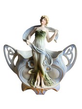 BISCUIT ART NOUVEAU - JARDINIERE AVEC FEMME 1900