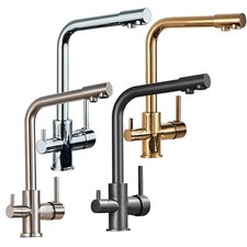 3 Voies Robinet de Cuisine Rotatif 360° Eau Pure Filtre Mitigeur Double Poignée