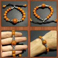 Bracelet Fait Main Imitation Ambre Marocain Perlé 10MM Métal Amazigh...