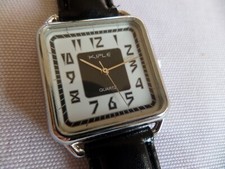 Montre Kiplé carrée pour Homme neuve bracelet cuir noir, FONCTIONNE