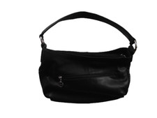 Sac cuir noir souple "FRANCINEL" à boucle. Doublure intérieure rouge, deux poche