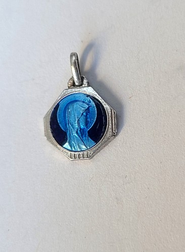 Médaille lourdes émail bleu - émail,