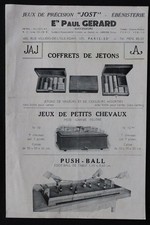 Catalogue Jeux de précisions JOST Paul Gérard jeton table roulette bridge