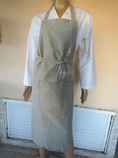 TABLIER DE CUISINE A BAVETTE VINTAGE BEIGE NATUREL MIXTE 