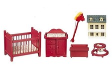 Poupées Maison en Bois Rouge