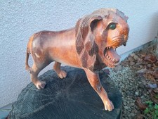 Ancien sculpture en Bois teck Lion old Vintage Afrique collection Africa H: 27cm