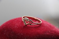 Estate 14K gold ring Engagement ring Open Heart Ring Women Bridal ring gold gift